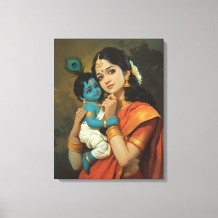 Toile Maa Yashoda et Little Krishna Canvas Wall Art