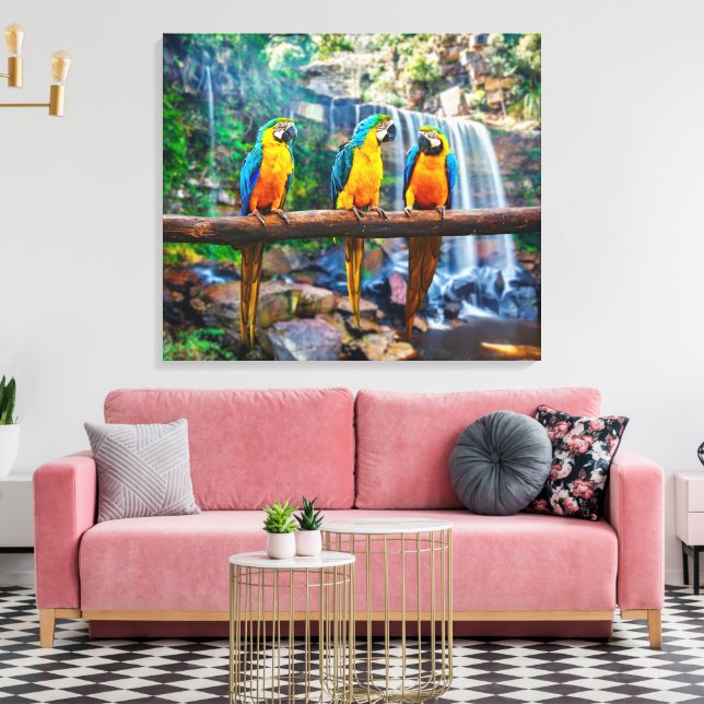 Toile Macao bleu et jaune à la cascade tropicale (Insitu(Salon))