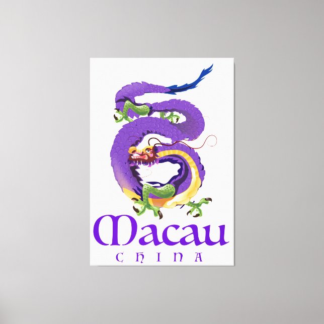 Toile Macau China Dragon affiche de voyage. (Recto)