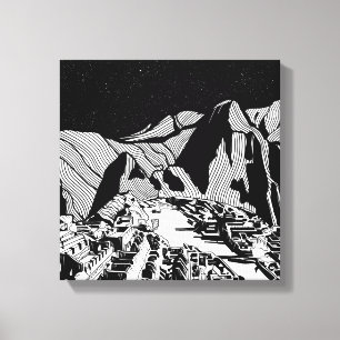 Toile Machu Picchu paysage noir et blanc