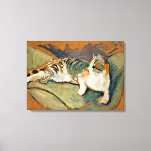 Toile Macke - Chat sur le Coussin vert