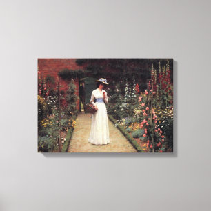 Toile Madame dans une peinture de jardin par Leighton