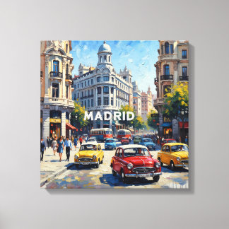 Toile Madrid Spain Classic Cars Urban Wall Decor