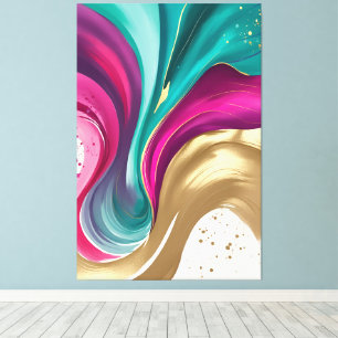 Toile Magenta, et or Abstrait aquarelle Art