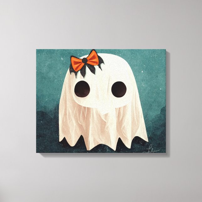 Toile Maggie The Friendly Ghost ・ Cute Halloween Art (Recto)