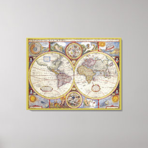 Toile Magnifique Art Vieux monde Carte Vintage