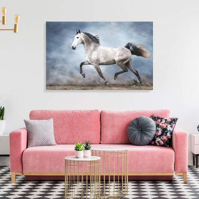 Toile Magnifique Cheval gris Vue spectaculaire Paysage s (Insitu(Salon))