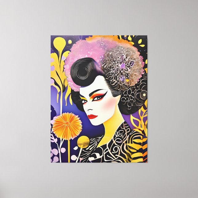 Toile Magnifique Drag Queen violet orange (Recto)