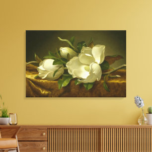 Toile Magnolias sur un tissu de velours doré par MJ Head