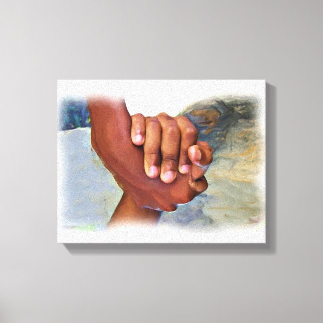 Toile Main dans la main, Leanding a help hand_ (Recto)