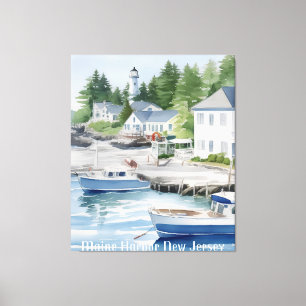 Toile Maine Harbour New Jersey Watercolor Art