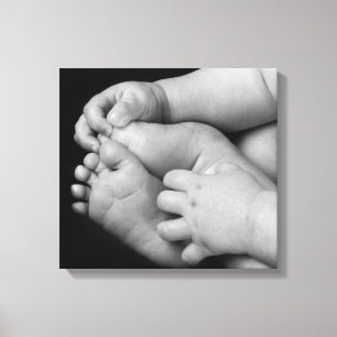 Toile Mains et pieds pour bébé noir et blanc