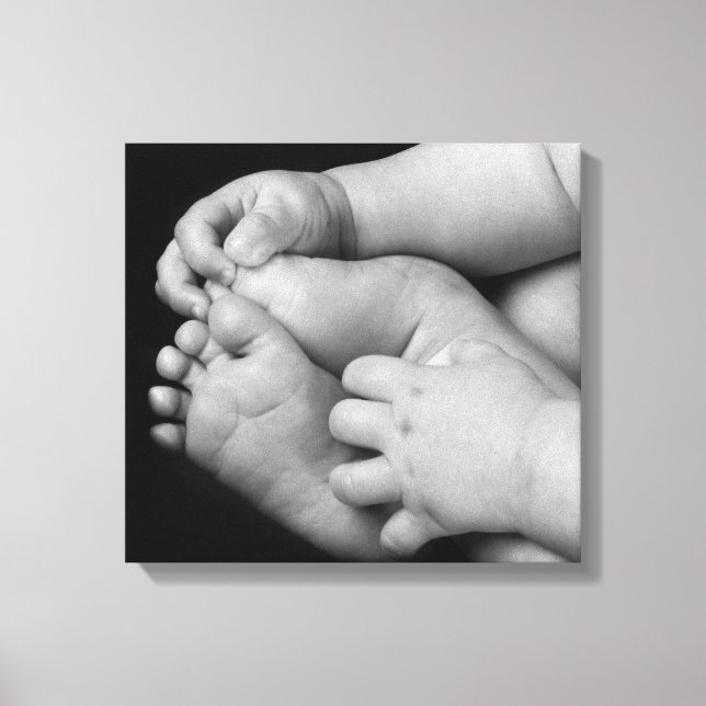Toile Mains et pieds pour bébé noir et blanc (Recto)