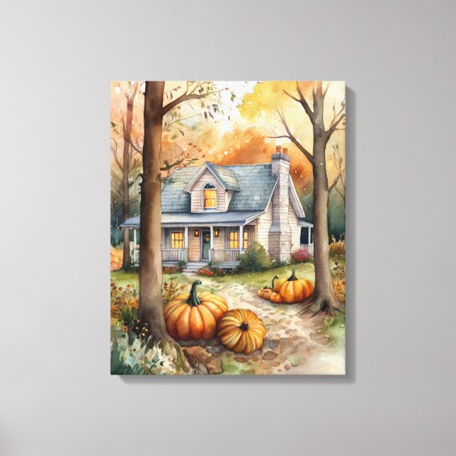 Toile Maison d'automne Folk Art (Recto)