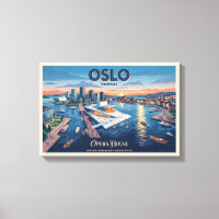 Maison d'opéra d'Oslo Affiche de voyage vintage -