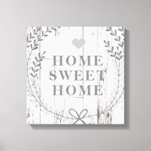 Toile Maison Douce Maison Rustique en Bois Blanc