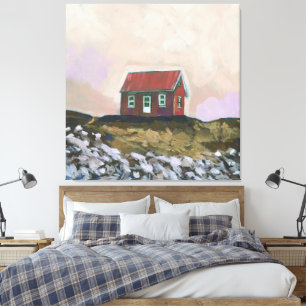 Toile Maison rouge nordique