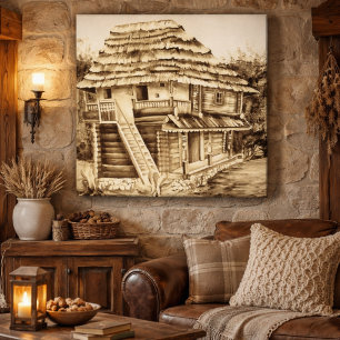 Toile Maison traditionnelle roumaine ancienne en Transyl