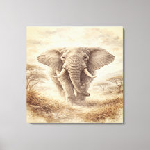 Majestic African Elephant Watercolor Illustration