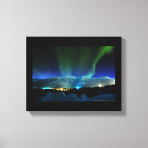 Toile Majestic Aurora Borealis au-dessus des montagnes