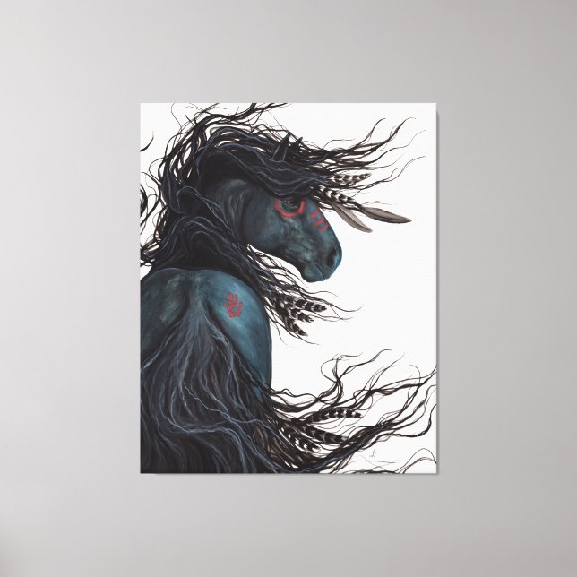 Toile Majestic Black Horse Friesian Canvas Imprimer Bihr (Recto)