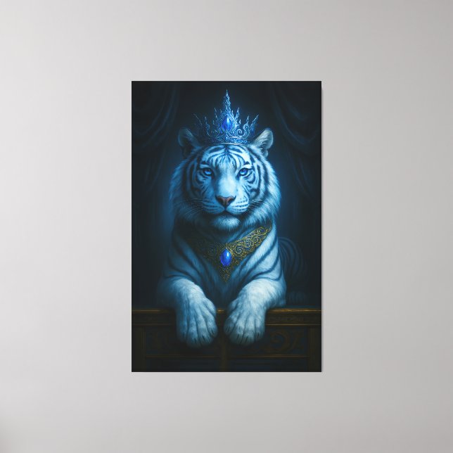 Toile Majestic Blue Crown Royal Tiger – Luxury Fine Art  (Recto)