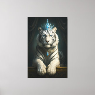 Toile Majestic Blue Crown White Tiger · Fine Art Canvas 