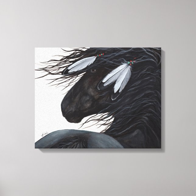 Toile Majestic Friesian Black Horse par BiHrle (Recto)