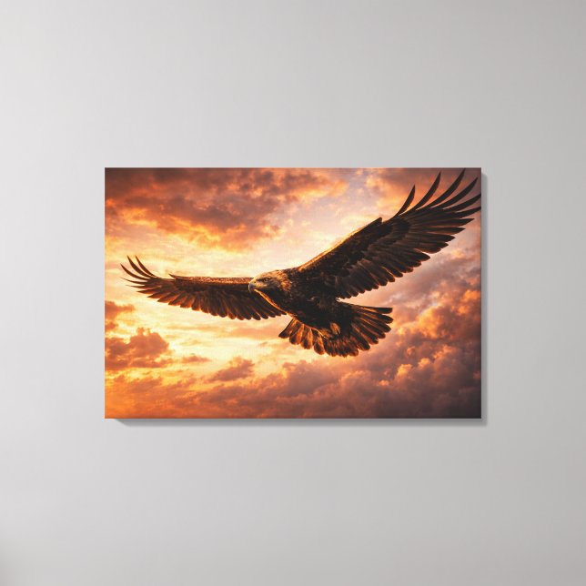 Toile Majestic Golden Eagle – Flight in Dramatic Sky (Recto)
