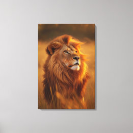 Toile Majestic Golden Lion at Sunset – Canvas Wall Art  