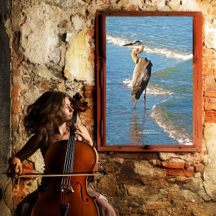 Toile Majestic Heron Bird Ocean Waves Floride USA