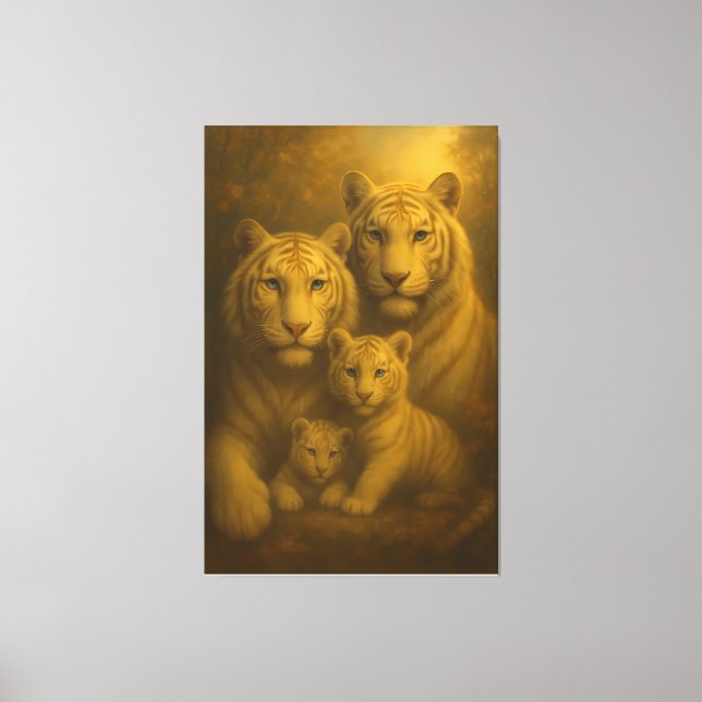 Toile Majestic White Tiger Family – Fine Art Canvas Prin (Recto)
