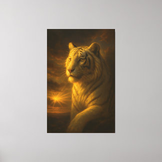 Toile Majestic White Tiger in Golden Light – Fine Art 