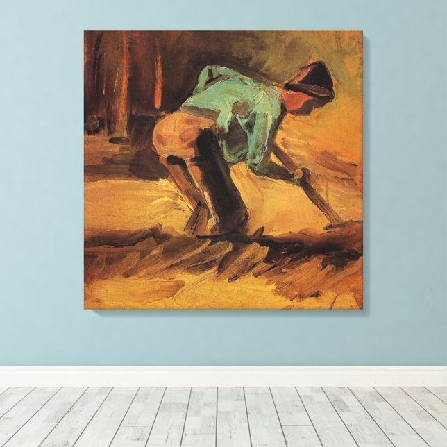 Toile Man Stooping with Stick, Spade de Vincent van Gogh (Insitu (Plancher de Bois))