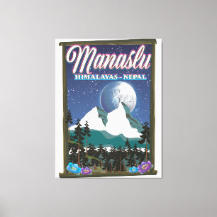 Toile Manaslu Himalayas Népal carte de l'affiche