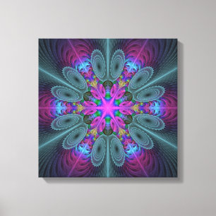 Toile Mandala coloré frappant art fractal kaléidoscope