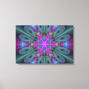 Toile Mandala coloré frappant art fractal kaléidoscope