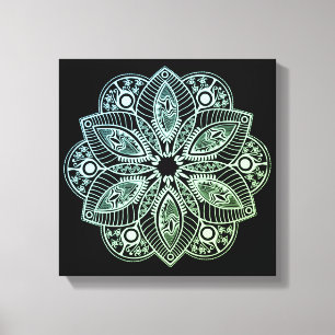 Toile Mandala Exotic Tribal Green Gradient