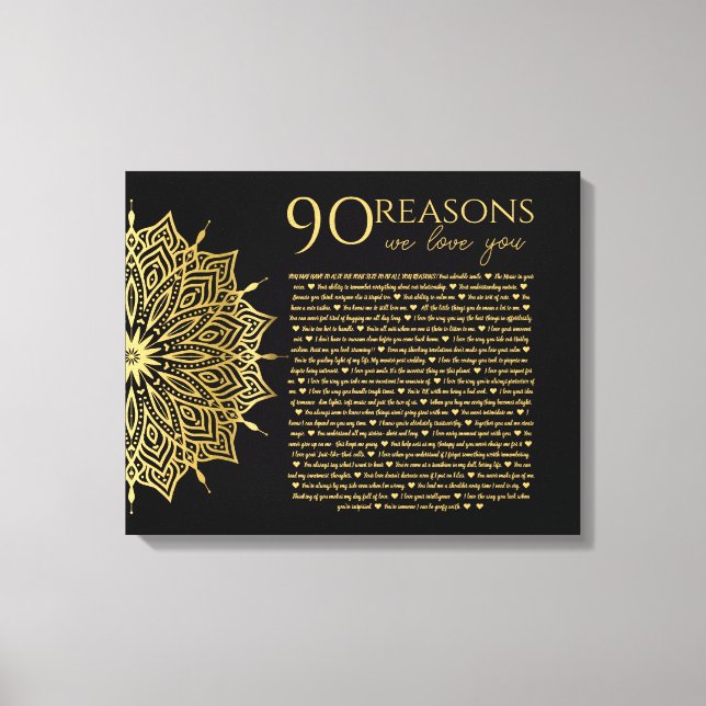 Toile mandela 90 raisons pour lesquelles nous vous aimon (Recto)