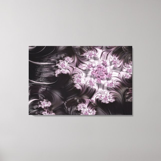 Toile Mandelbrot Set Art numérique fractal rose et noir (Recto)