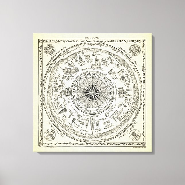 Toile Map of Oxford view from the Bodleian (Recto)