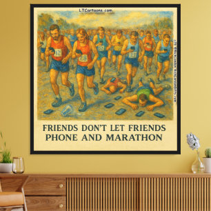 Toile Marathon Dessin Animé Drôle – Les Amis Ne Laissent