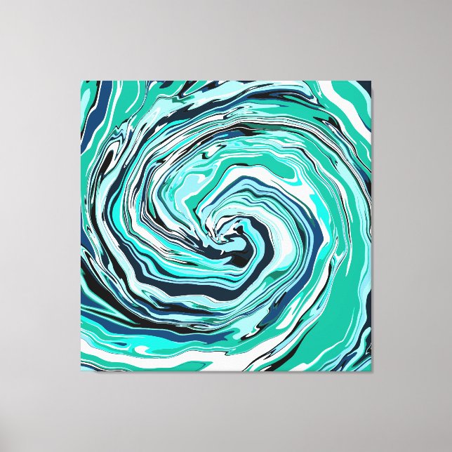 Toile Marbre bleu, Turquoise, turquoise et blanc (Recto)