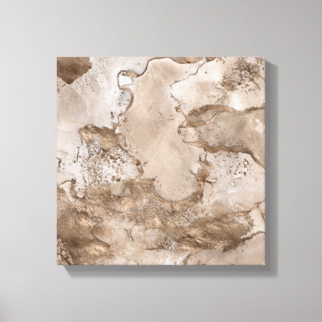 Toile Marbre de Taupe et or abstrait (Recto)