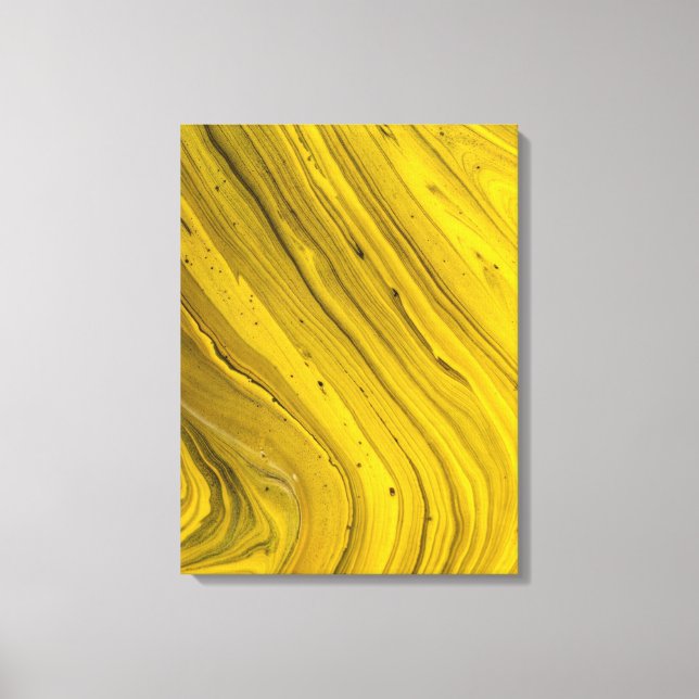 Toile Marbre jaune doré Art Abstrait fluide (Recto)
