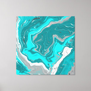 Toile Marbre turquoise et Turquoise Fluid Art