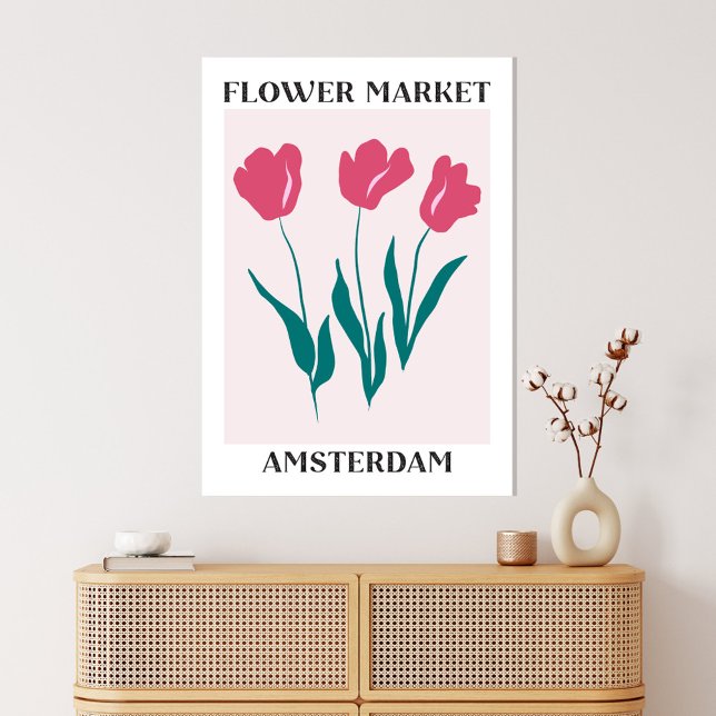 Toile Marché aux fleurs Amsterdam Tulipes roses Floral (In situ boho interior)