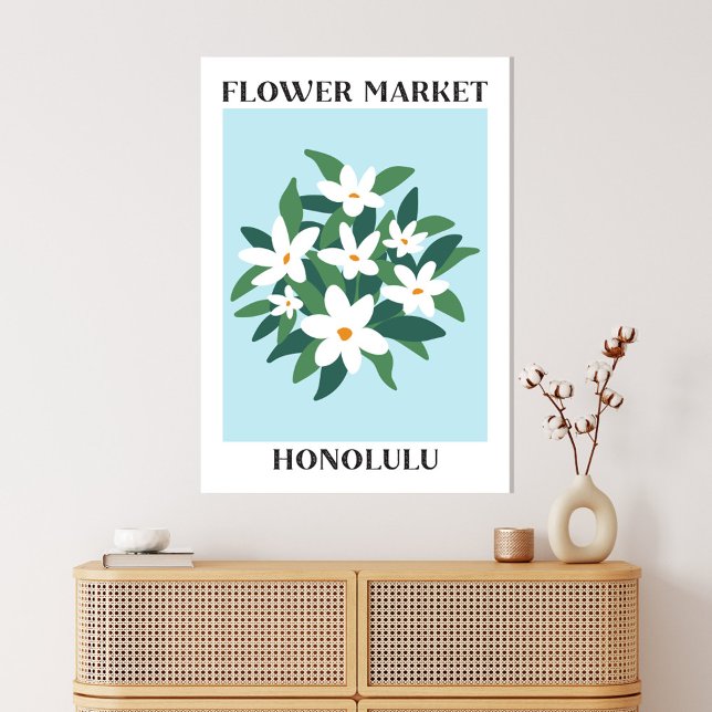 Toile Marché aux fleurs Honolulu blanc Jasmine Floral (In situ boho interior)