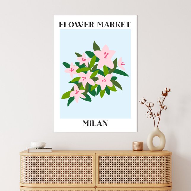Toile Marché aux fleurs Milan Rose Lily Fleur Floral (In situ boho interior)