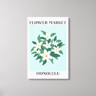 Toile Marché de fleurs Honolulu Jasmine blanc floral